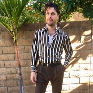 Vintage 70s striped disco long sleeve button up